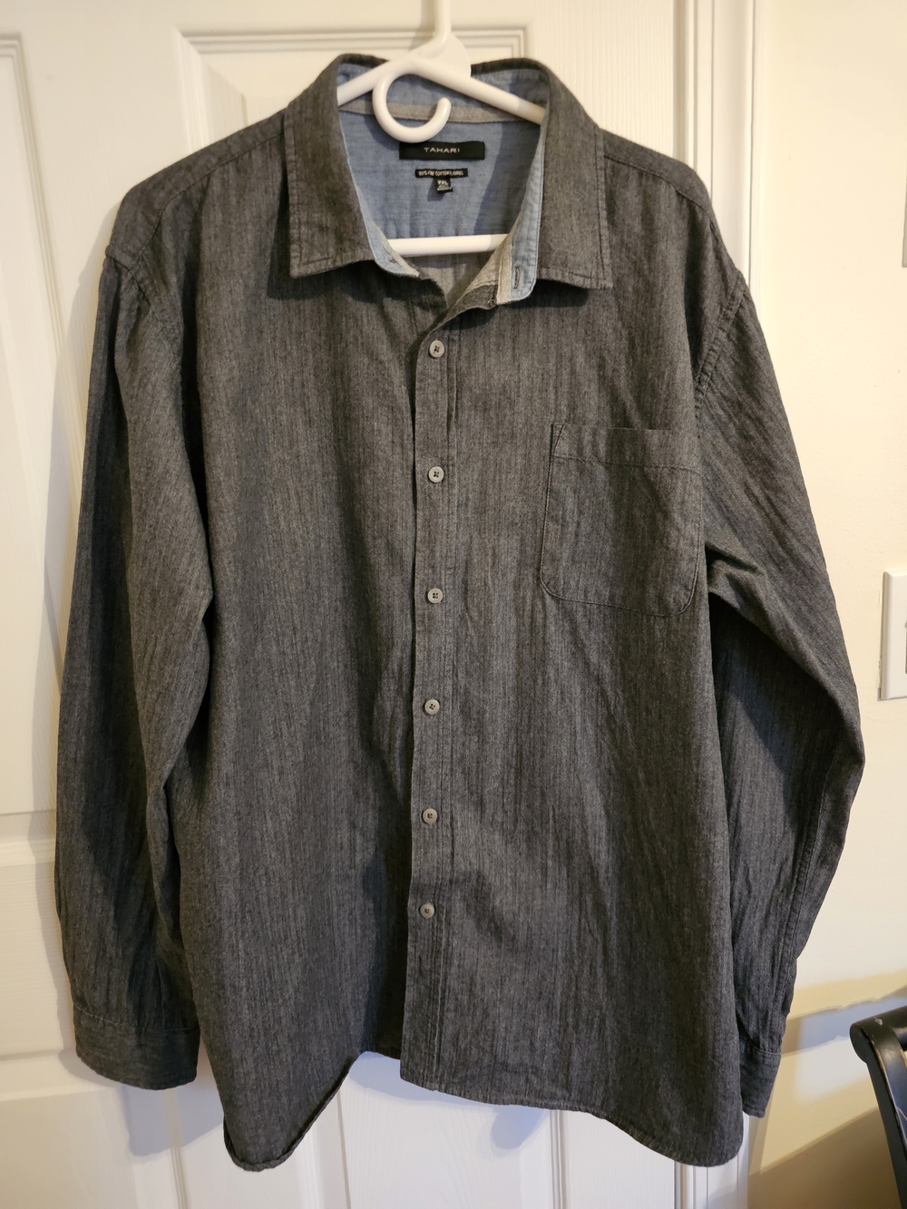 Tahari Dark Gray Button-Up Shirt  100% Soft Flannel